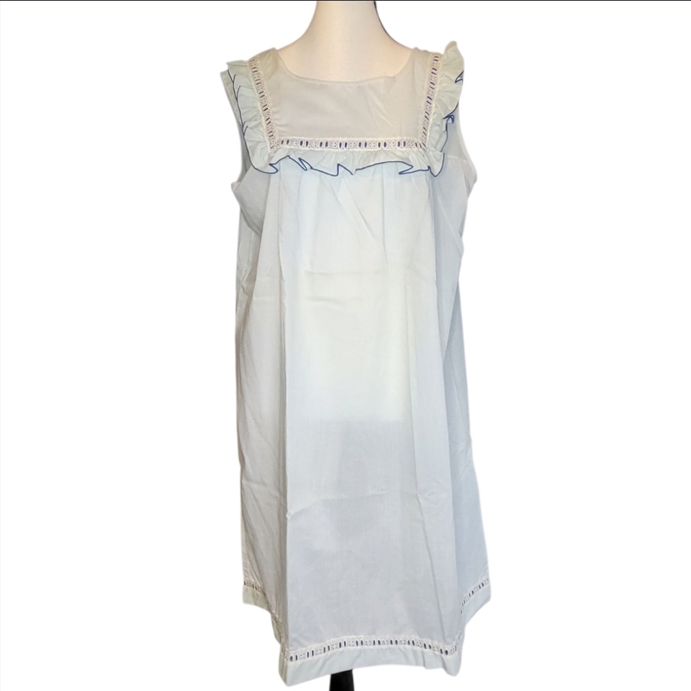 50s/60s NWT Vtg Philmaid Delicate Blue Sleeveless Ruffle Ribbon Nightgown Sz M